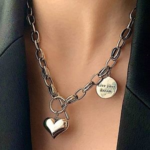 STERLING SILVER HEART PENDANT TOGGLE NECKLACE